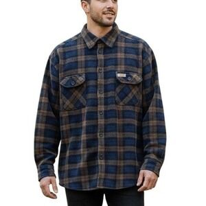 Shirt Jacket Mens XXL Blue Brown Plaid Fleece‎ Shacket 10,000 ft Above Sea Level
